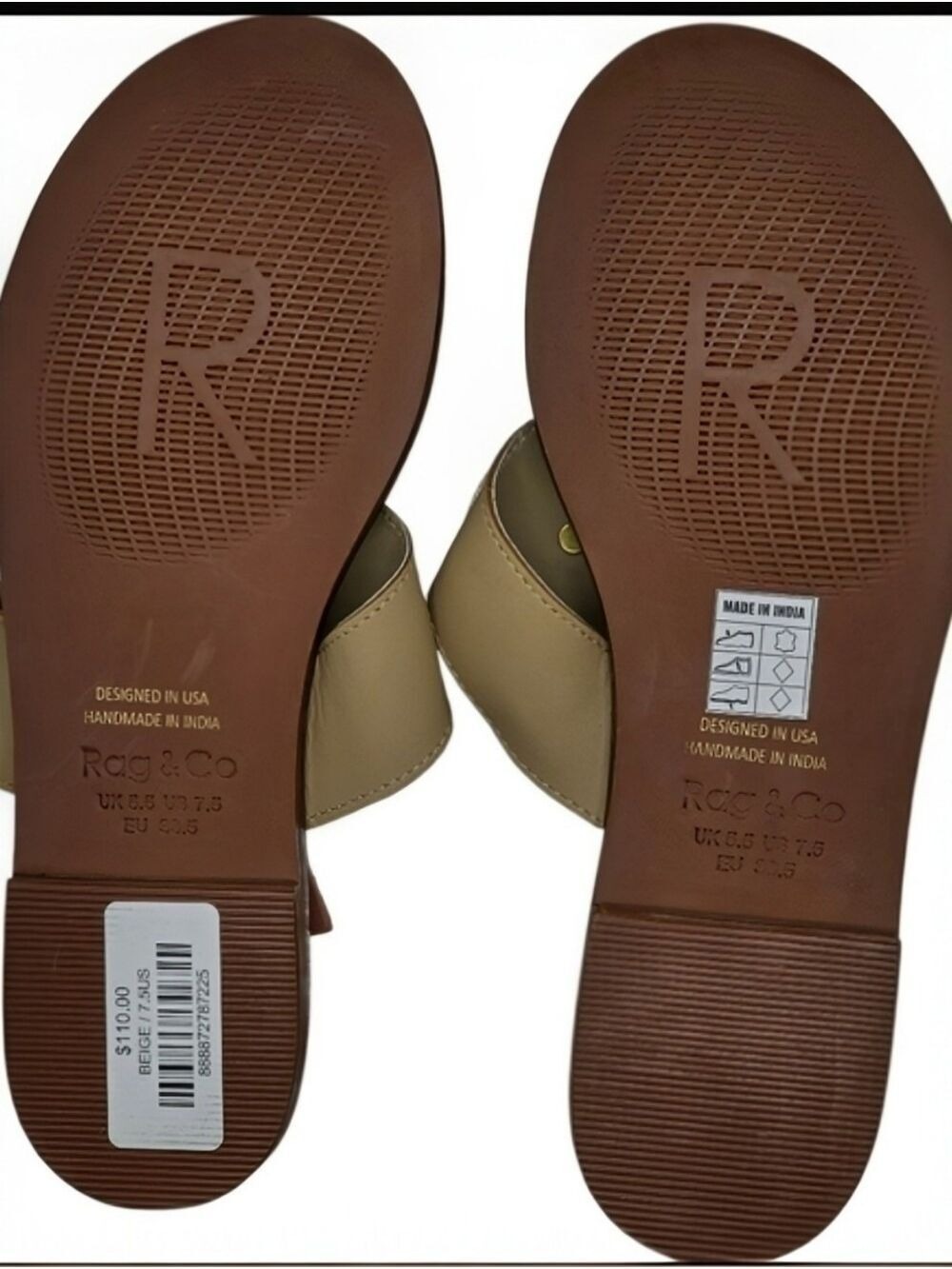 Genuine Leather Rag & Co Minimal Luxe Sandals Gold Medallion NWT 7.5 NWT - Picture 8 of 8